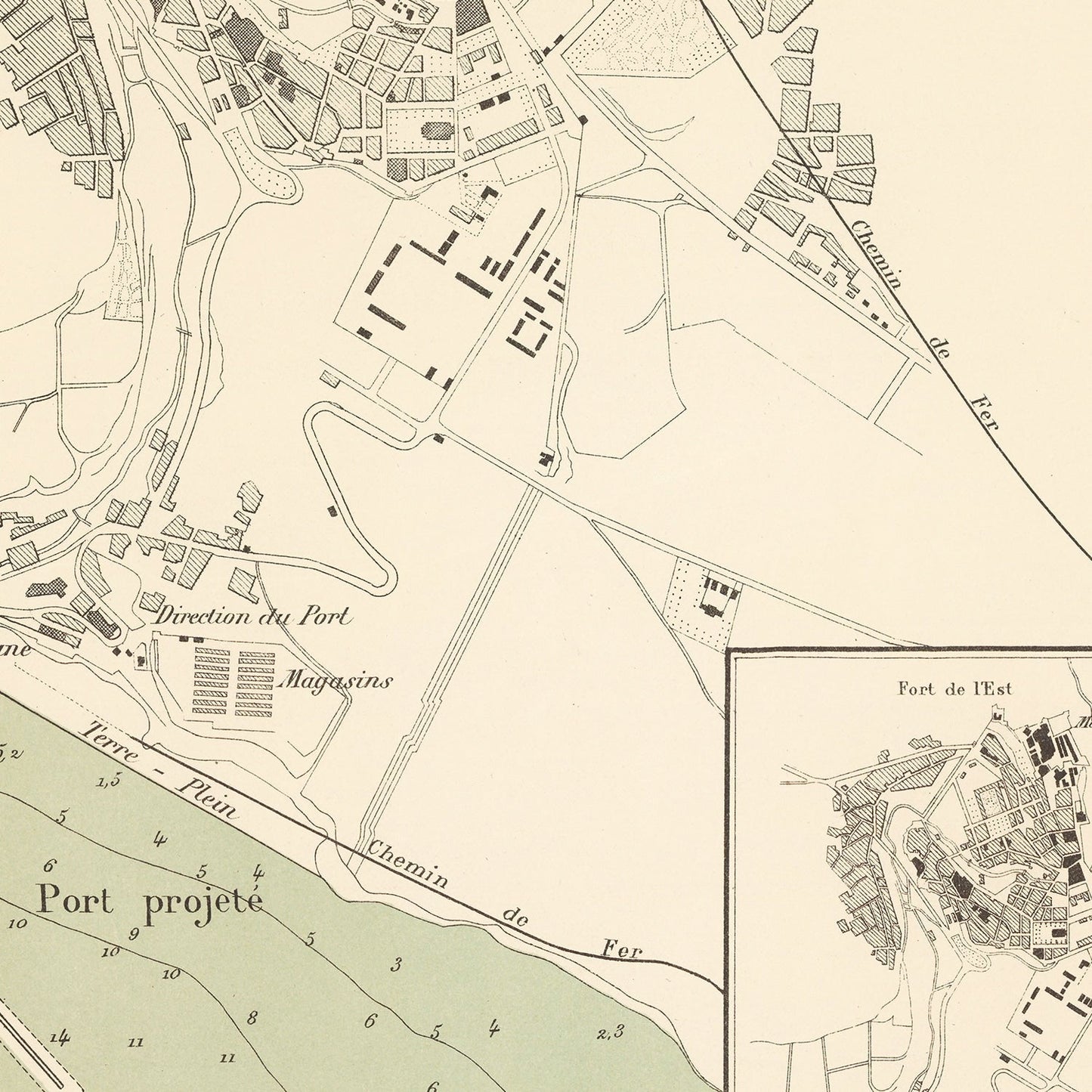 Vintage Map of Mostaganem, Algeria 1886