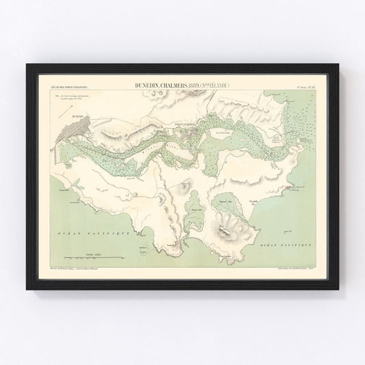 Vintage Map of Dunedin, New Zealand 1889