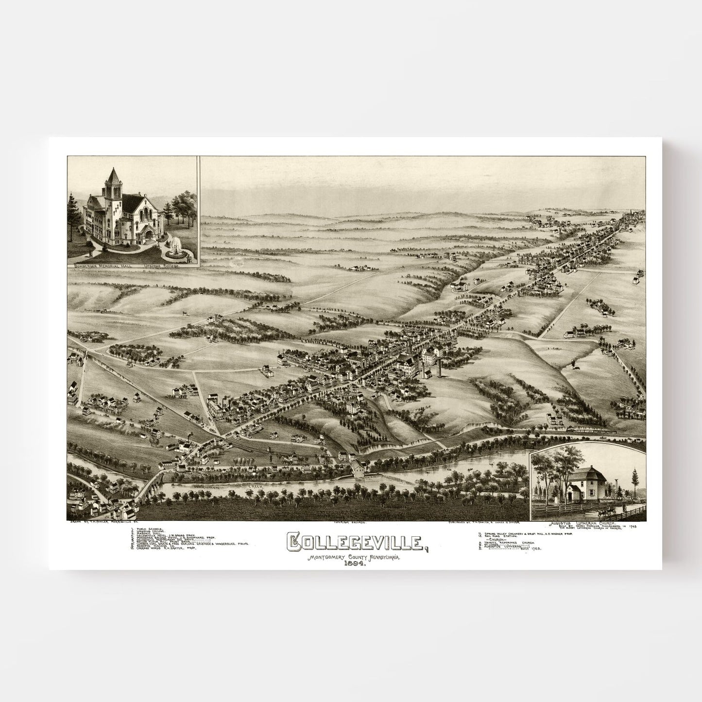 Vintage Map of Collegeville, Pennsylvania 1894