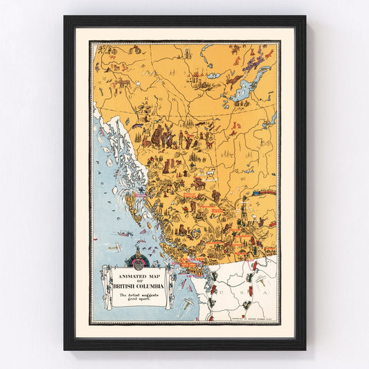 Vintage Animated Map of Alberta, Canada 1929