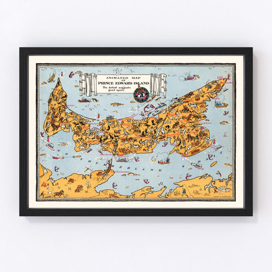 Vintage Animated Map of Prince Edward, Island Canada 1929