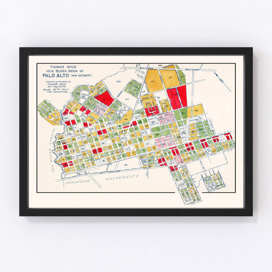 Vintage Map of Palo Alto, California 1925