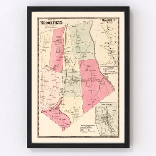 Vintage Map of Brookfield, Connecticut 1867