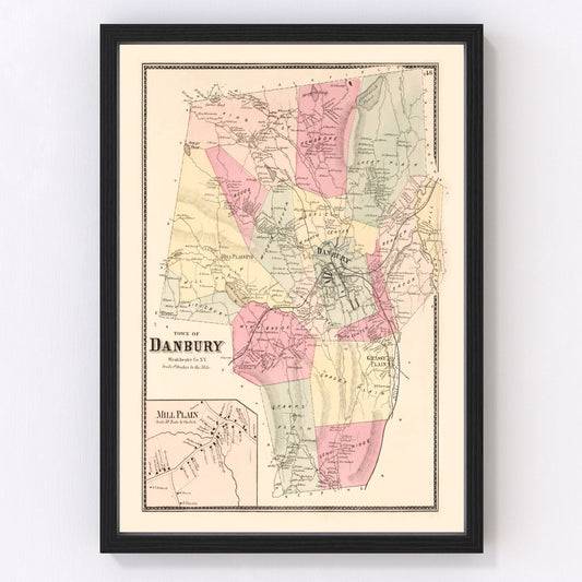 Vintage Map of Mill Plain, Connecticut 1867