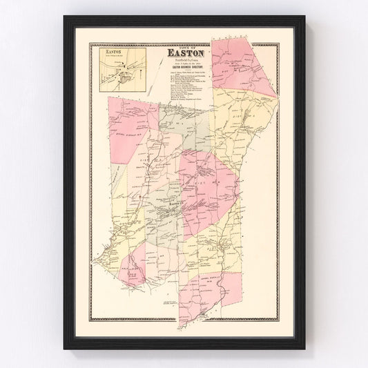 Vintage Map of Easton, Connecticut 1867