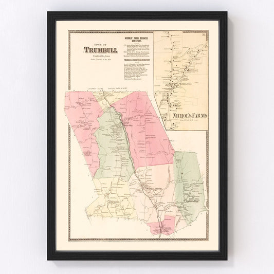 Vintage Map of Nichol's Farms, Connecticut 1867