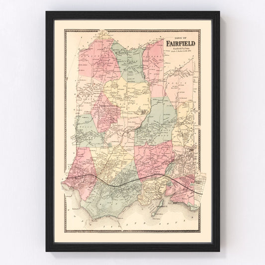Vintage Map of Fairfield, Connecticut 1867