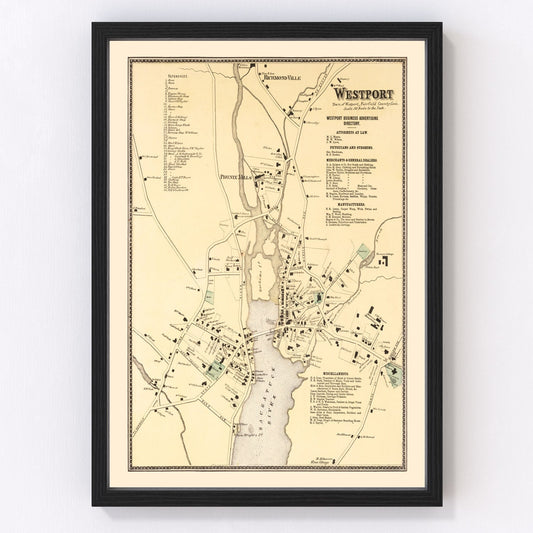 Vintage Map of Westport, Connecticut 1867