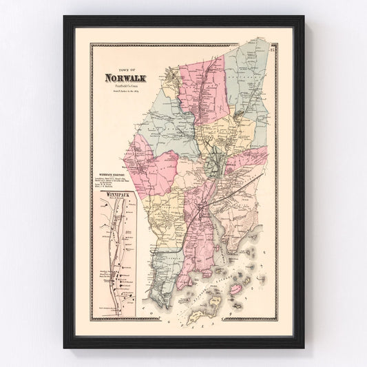 Vintage Map of Winnipauk, Connecticut 1867