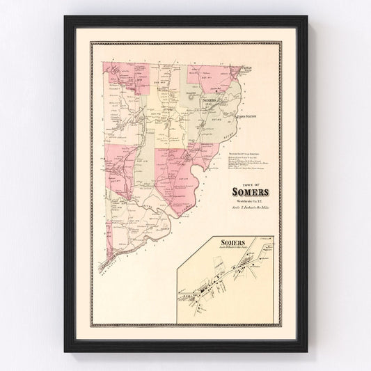 Vintage Map of Somers, New York 1867