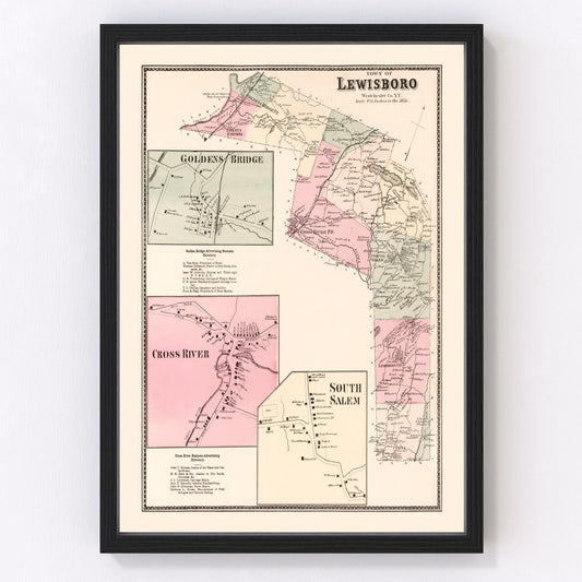 Vintage Map of Golden's Bridge, New York 1867