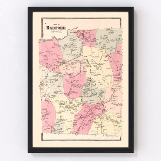 Vintage Map of Bedford, New York 1867