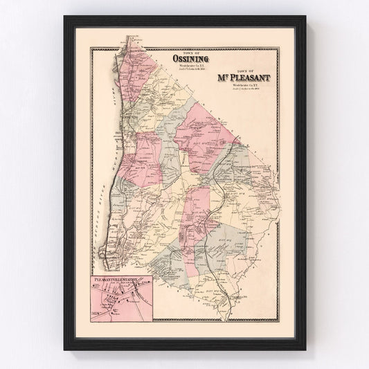 Vintage Map of Pleasantville Station, New York 1867