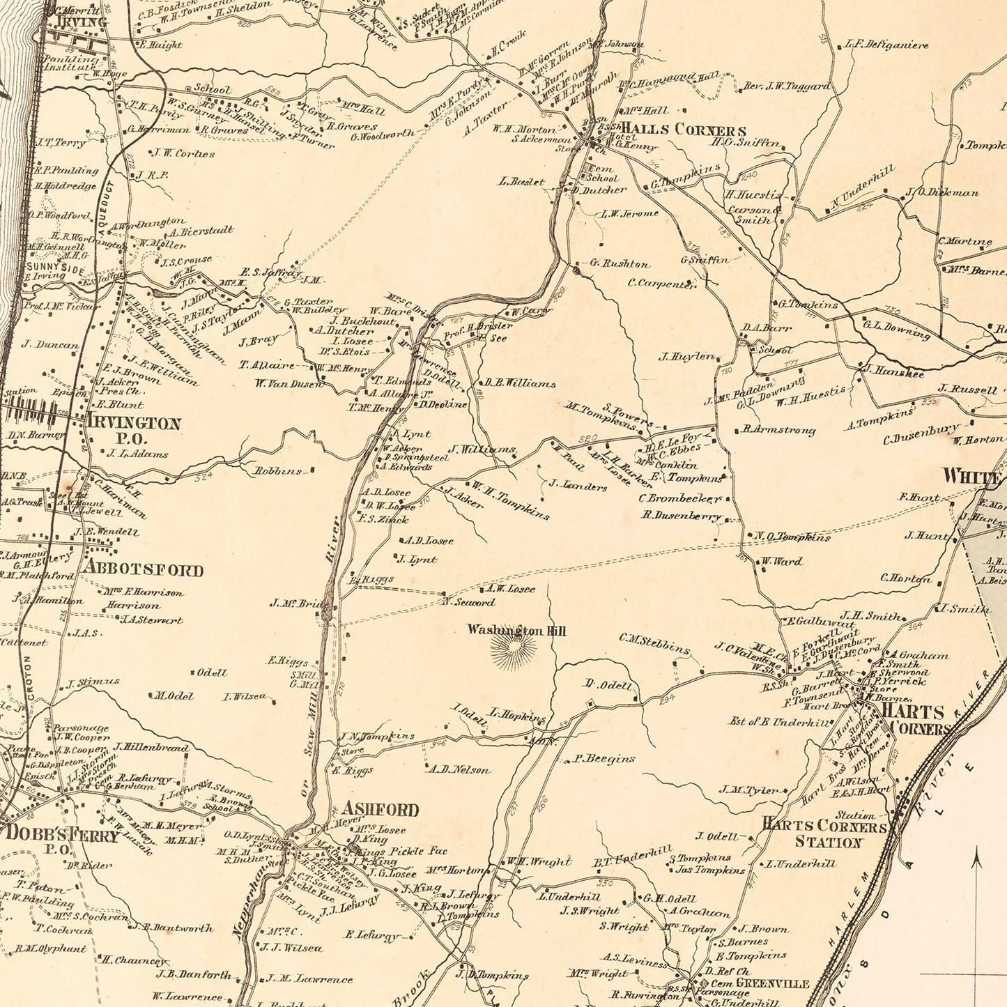 Vintage Map of Greenburgh, New York 1867