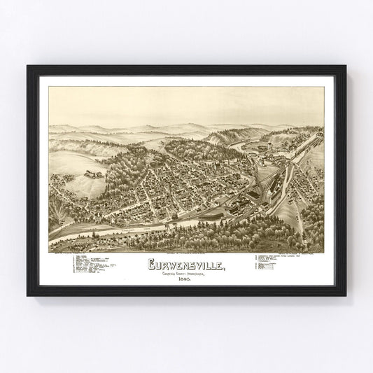 Vintage Map of Curwensville, Pennsylvania 1895