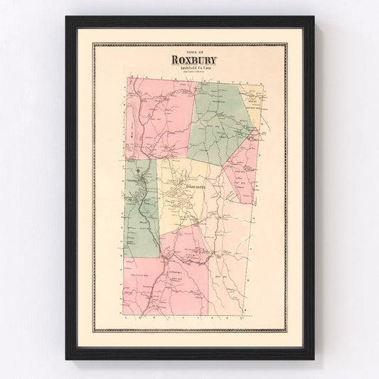 Vintage Map of Roxbury, Connecticut 1867