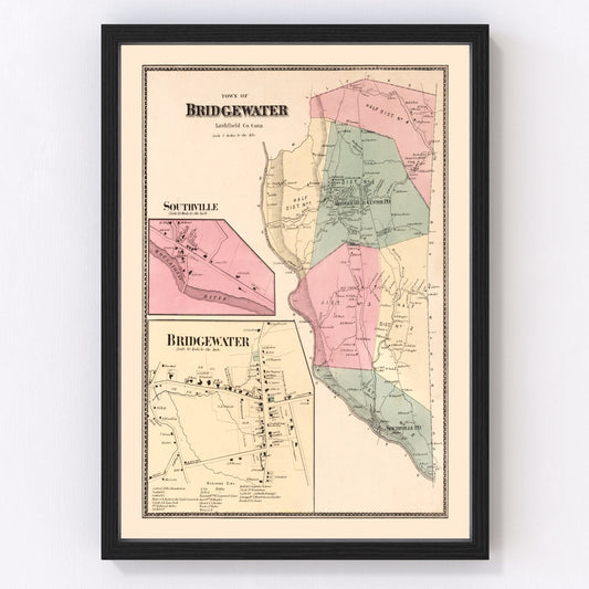 Vintage Map of Southville, Connecticut 1867