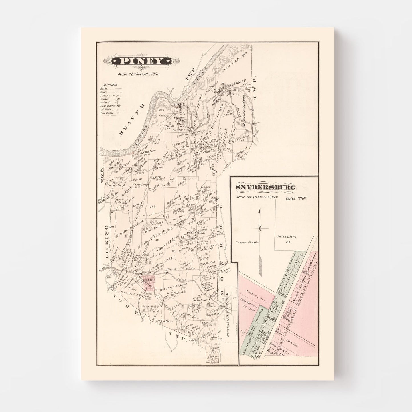 Vintage Map of Snydersburg, Pennsylvania 1877