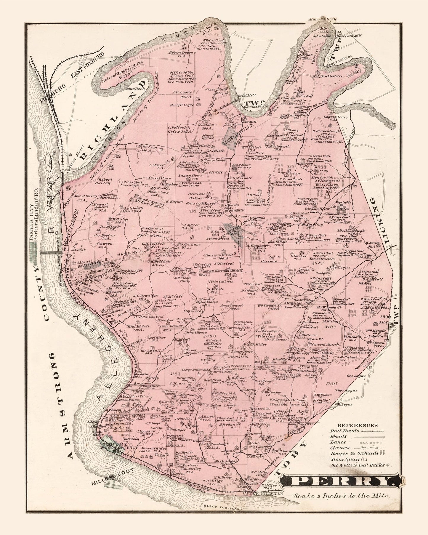 Vintage Map of Perry, Pennsylvania 1877