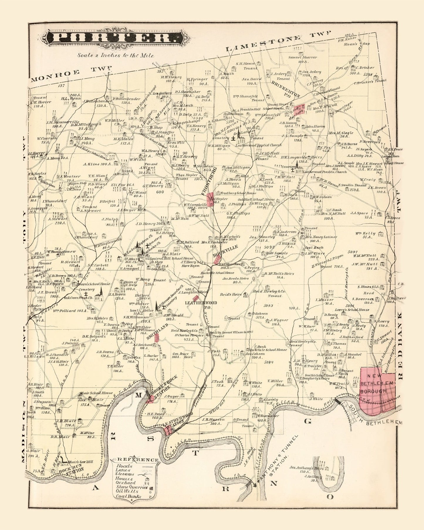 Vintage Map of Porter, Pennsylvania 1877