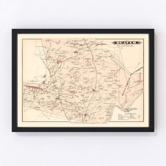 Vintage Map of Beaver, Pennsylvania 1877