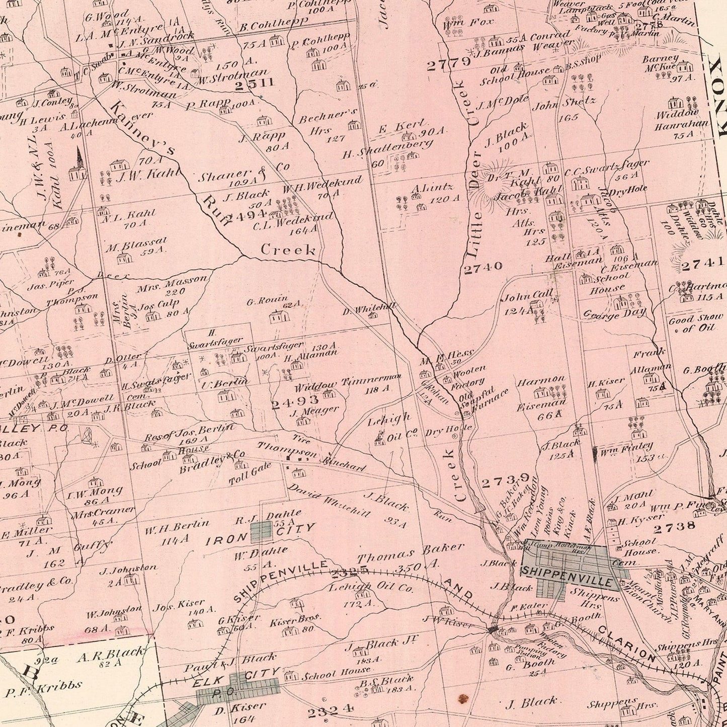 Vintage Map of Elk, Pennsylvania 1877