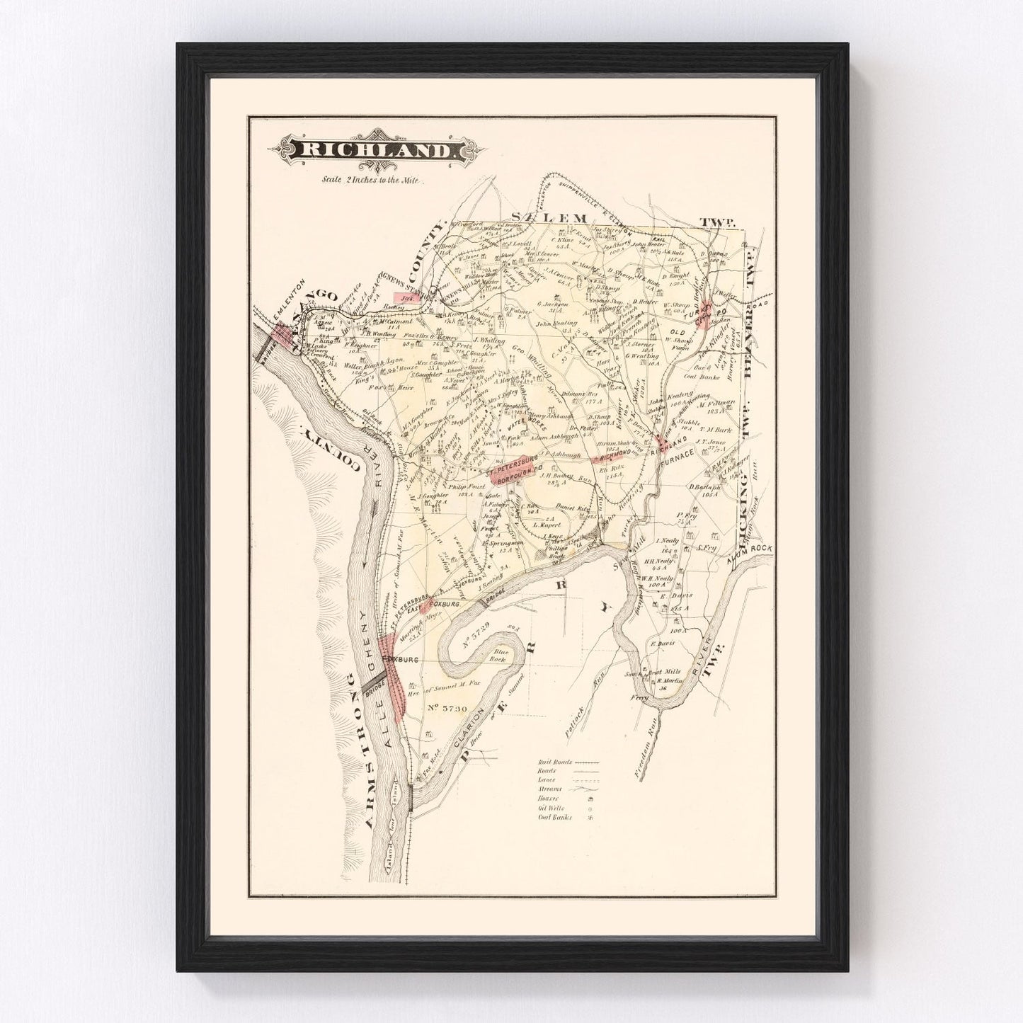 Vintage Map of Richland, Pennsylvania 1877