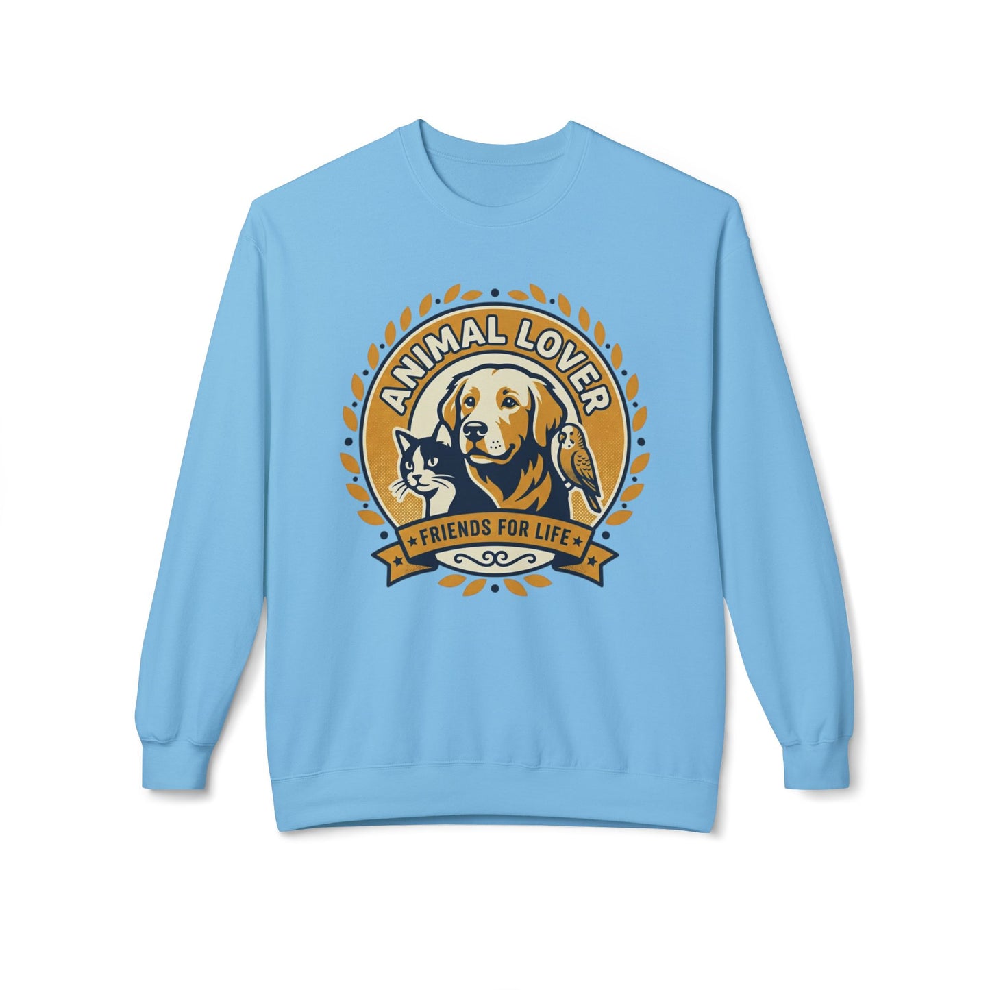 Animal Lover Crewneck Sweatshirt — "Animal Lover • Friends for Life" Graphic