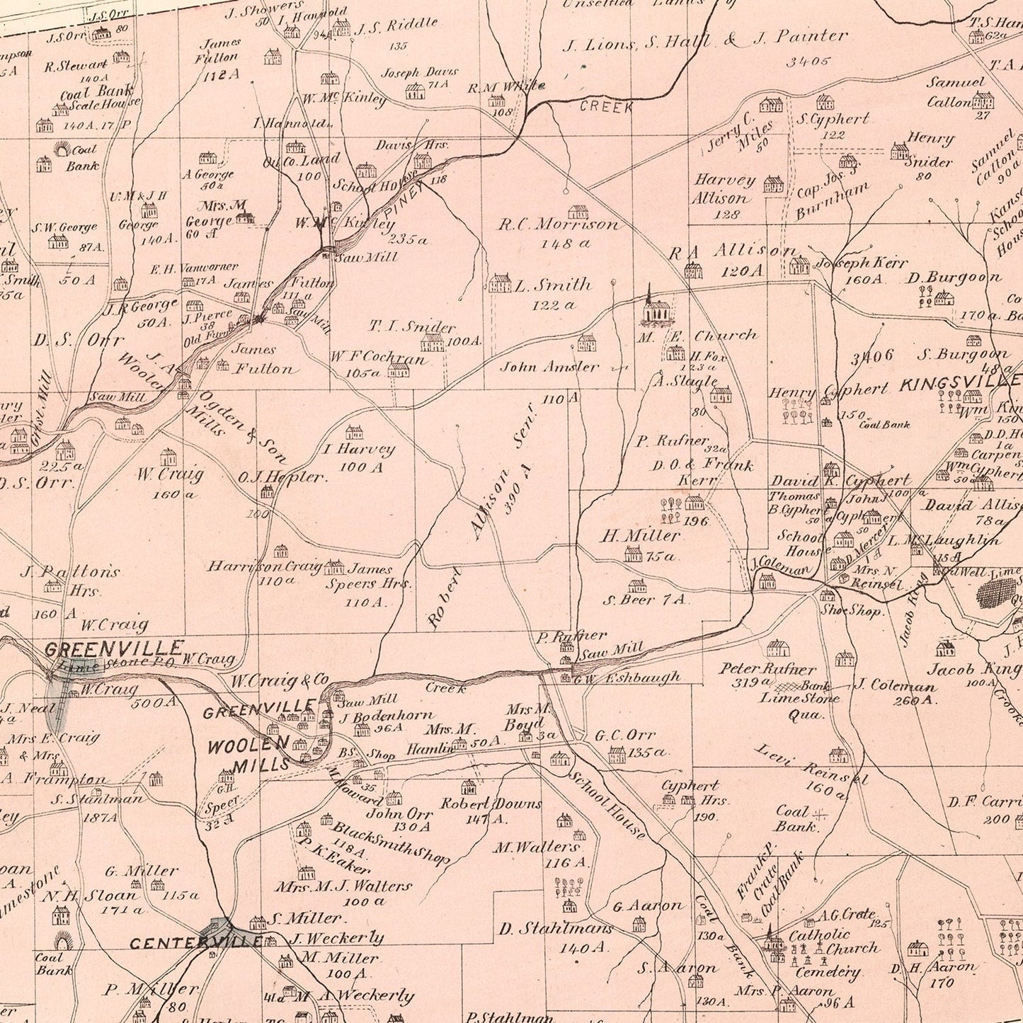 Vintage Map of Limestone, Pennsylvania 1877