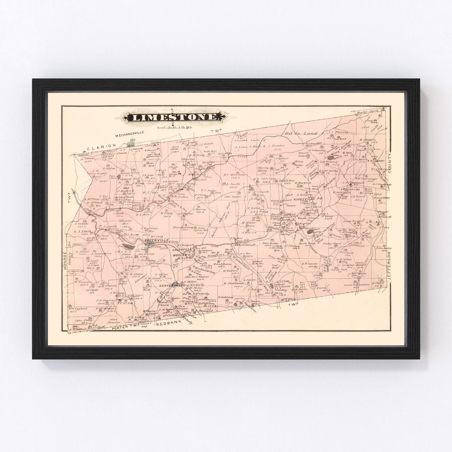 Vintage Map of Limestone, Pennsylvania 1877