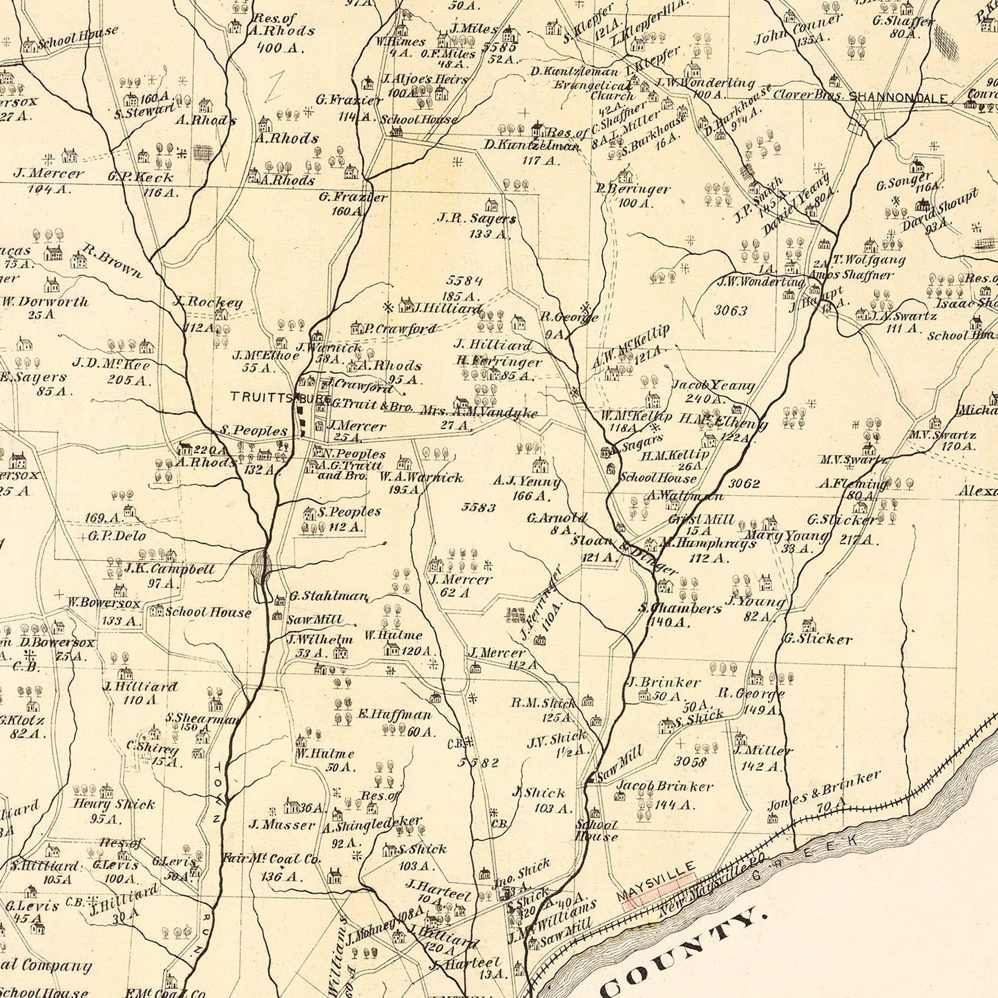 Vintage Map of Redbank, Pennsylvania 1877