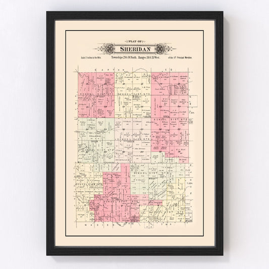 Vintage Map of Sheridan Township, Jasper County, Missouri 1895