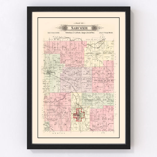Vintage Map of Sarcoxie Township, Jasper County, Missouri 1895