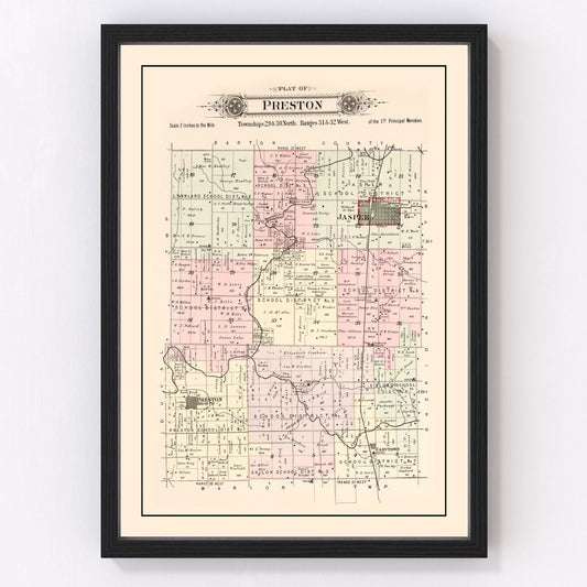 Vintage Map of Preston Township, Jasper County, Missouri 1895