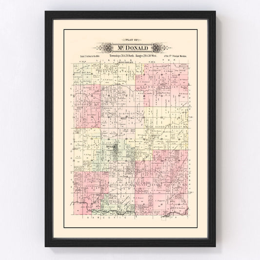 Vintage Map of McDonald Township, Jasper County, Missouri 1895