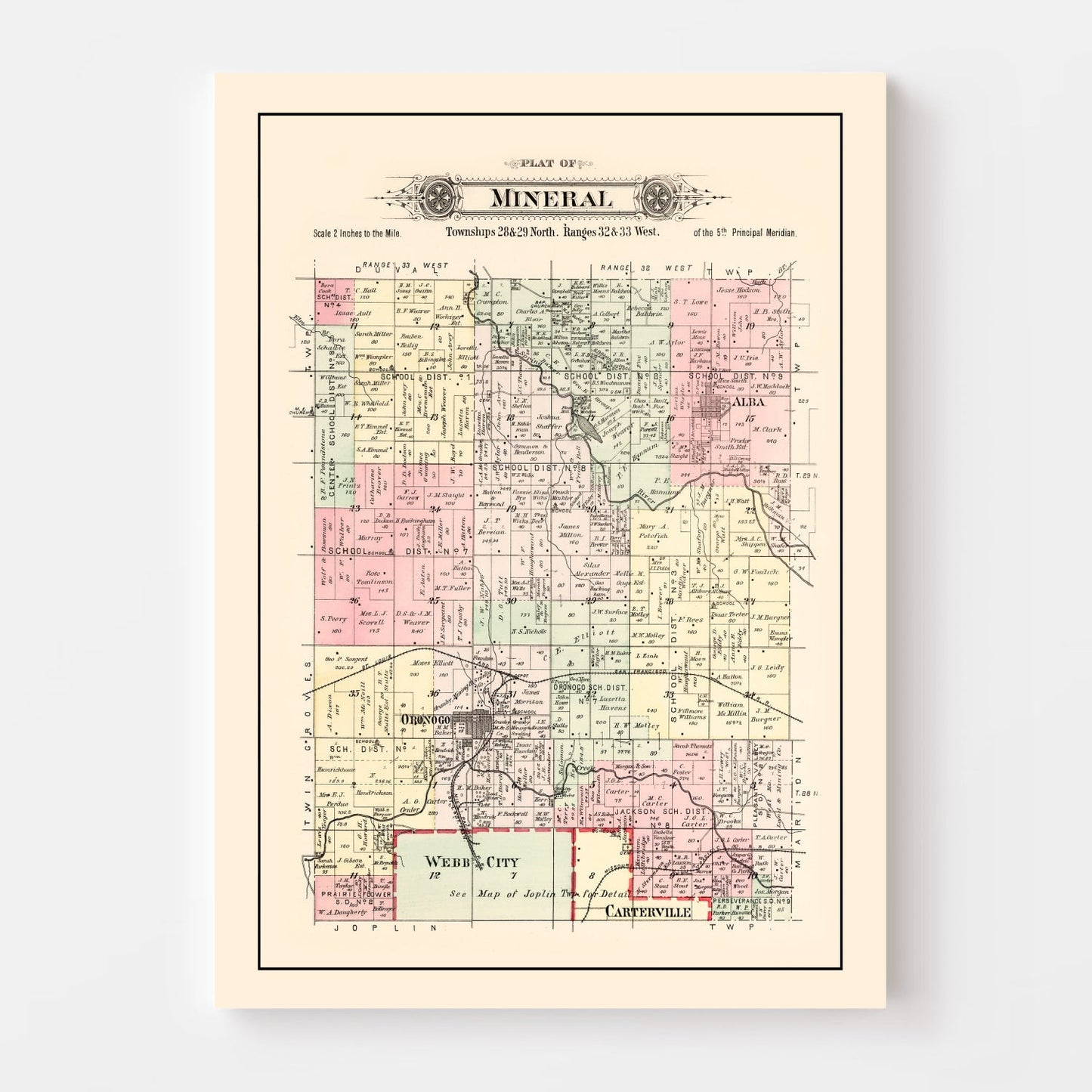 Vintage Map of Mineral Township, Washington County, Missouri 1895