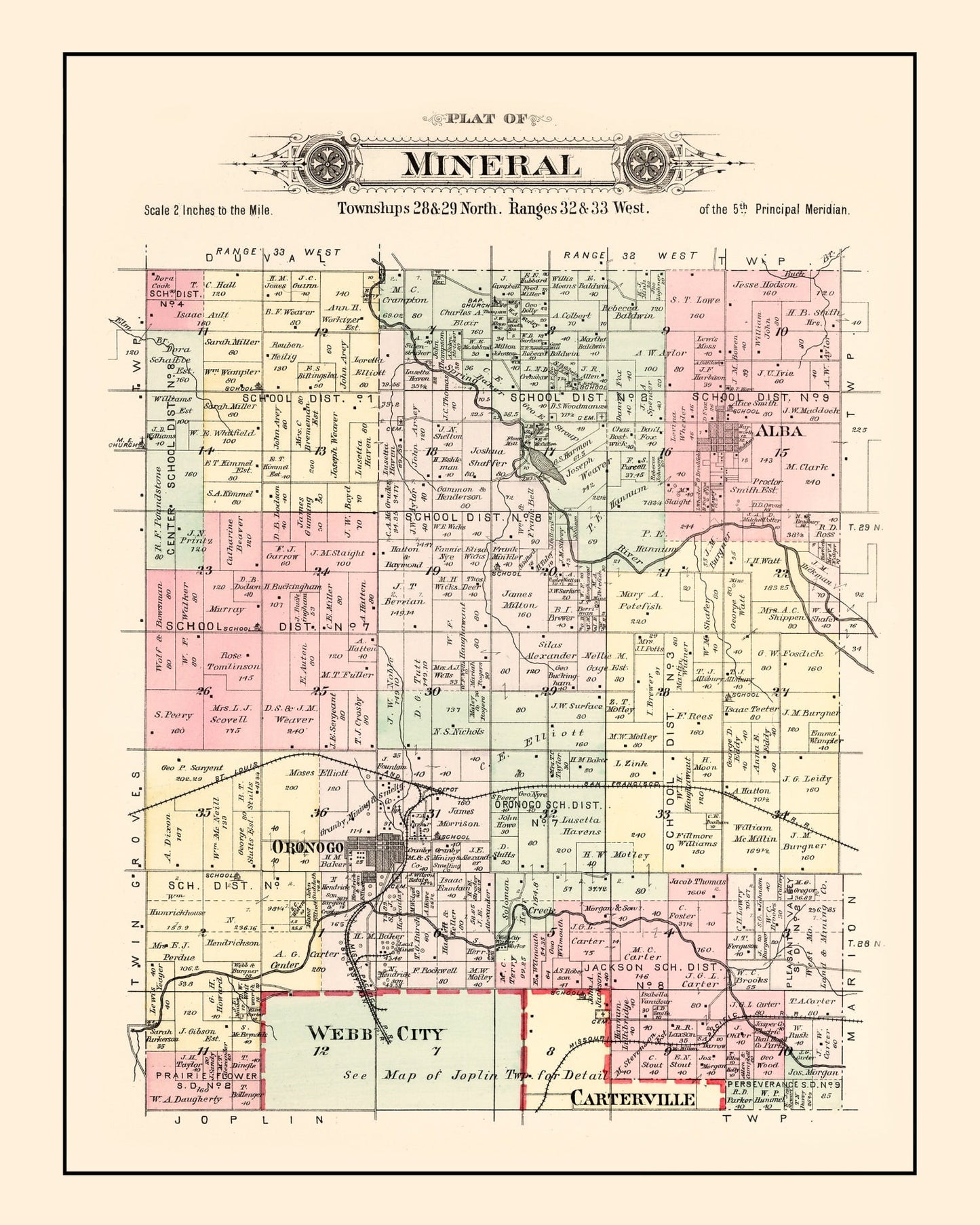 Vintage Map of Mineral Township, Washington County, Missouri 1895