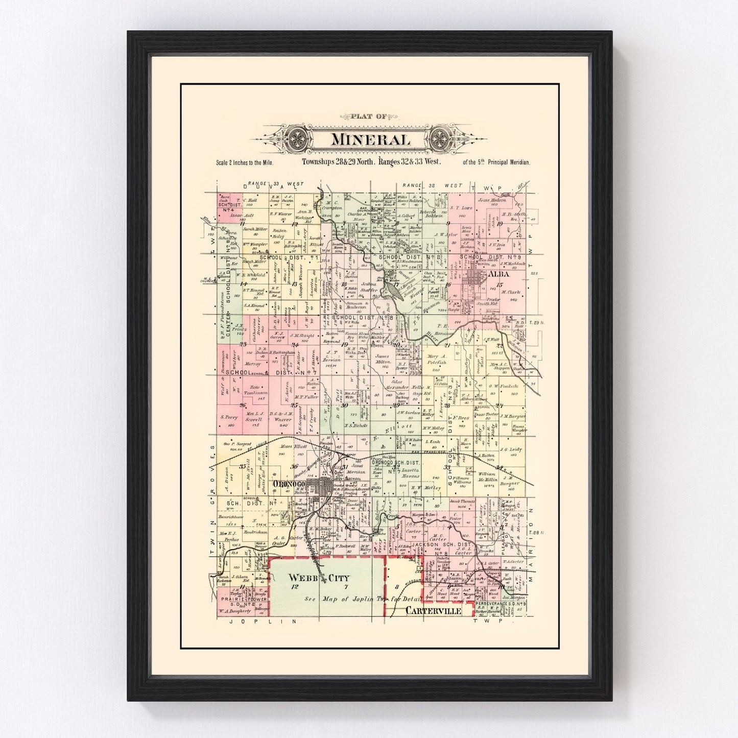 Vintage Map of Mineral Township, Washington County, Missouri 1895