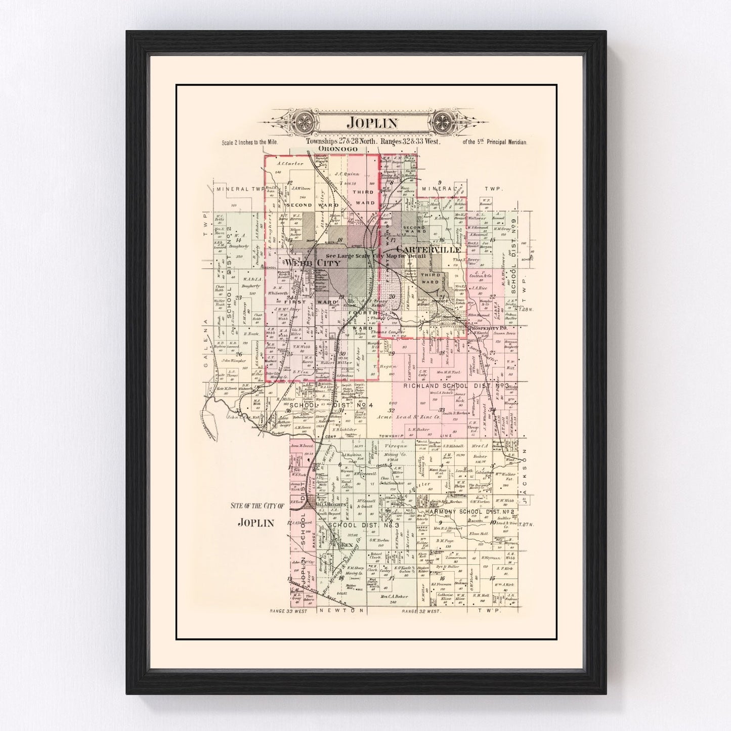 Vintage Map of Joplin Township, Jasper County, Missouri 1895