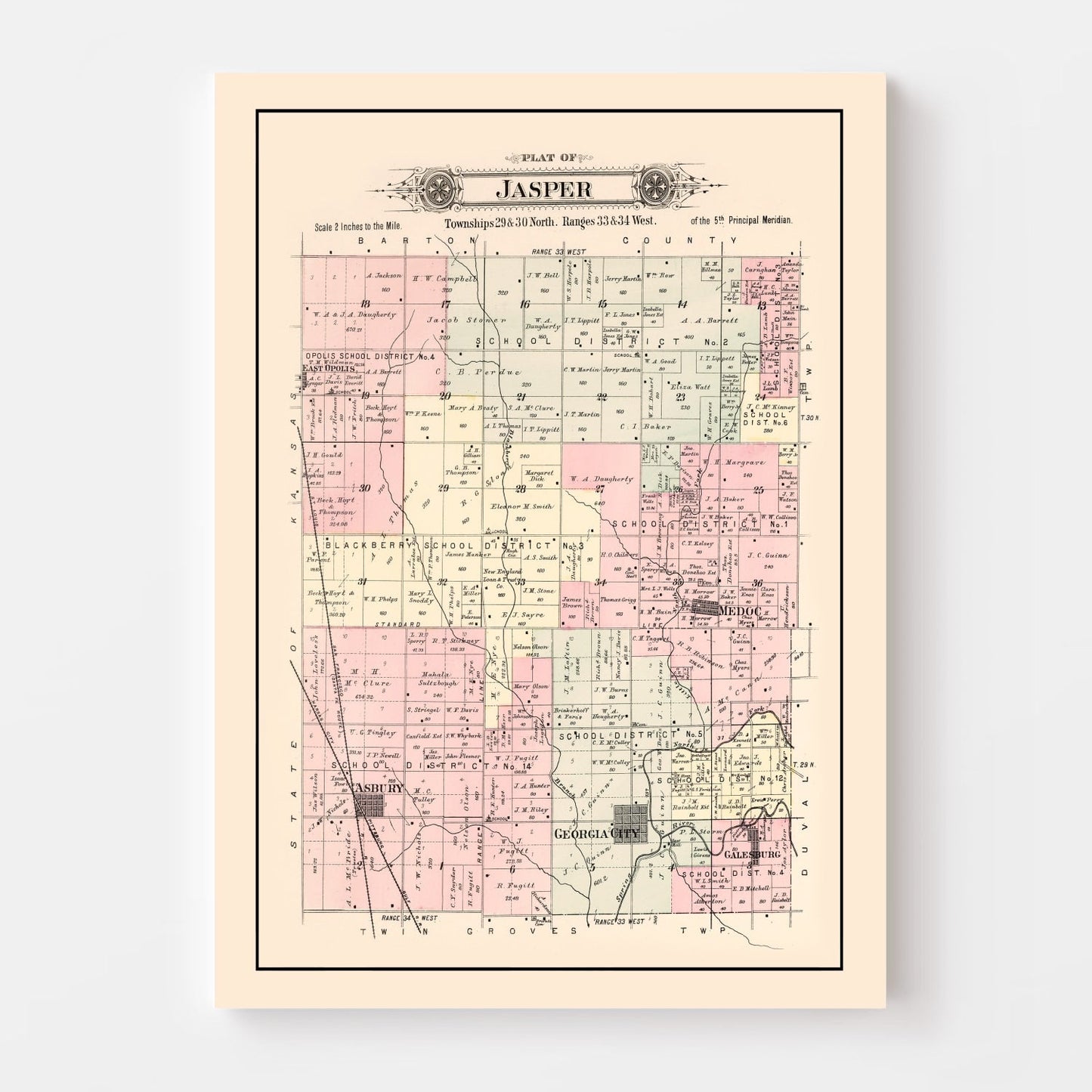 Vintage Map of Jasper Township, Jasper County, Missouri 1895