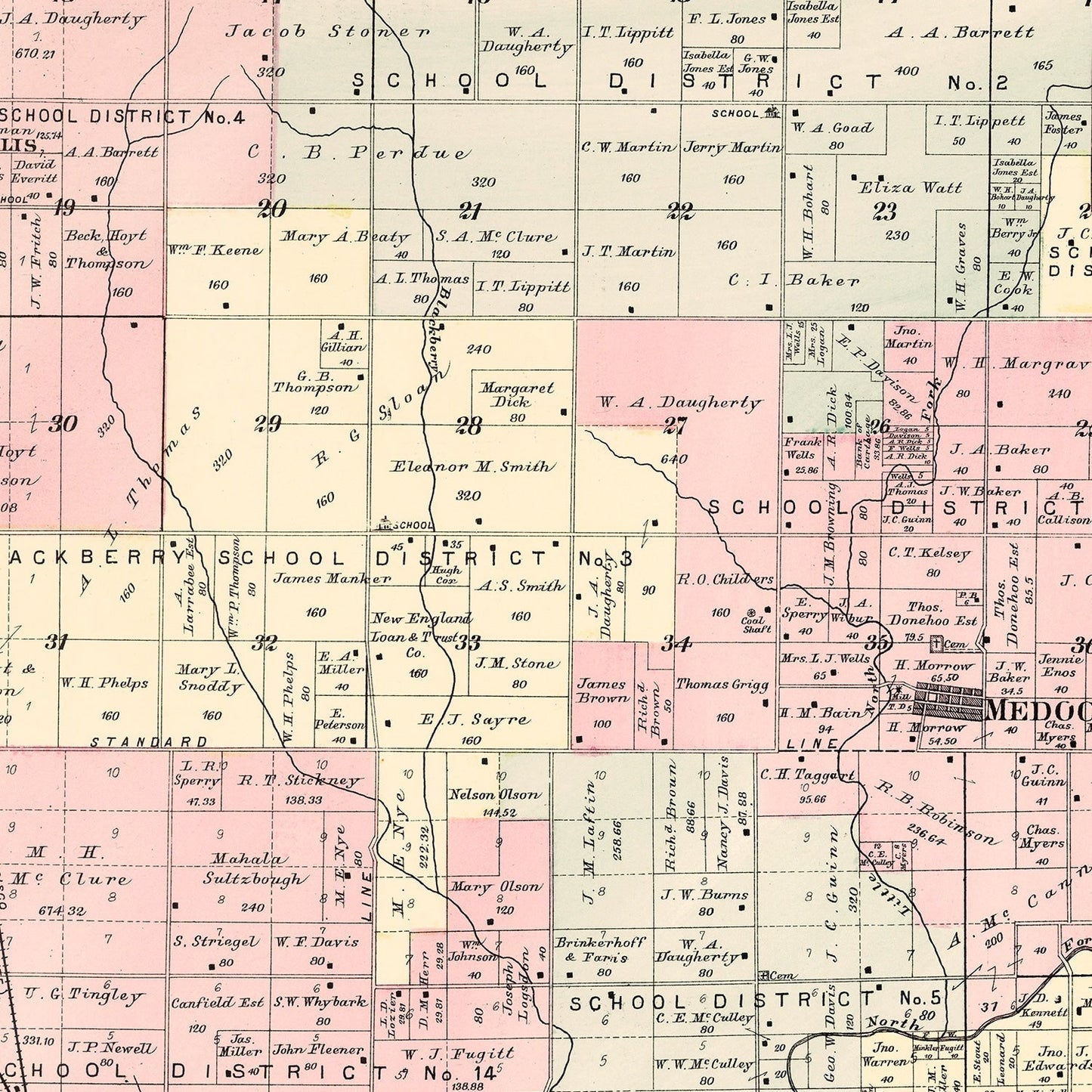 Vintage Map of Jasper Township, Jasper County, Missouri 1895