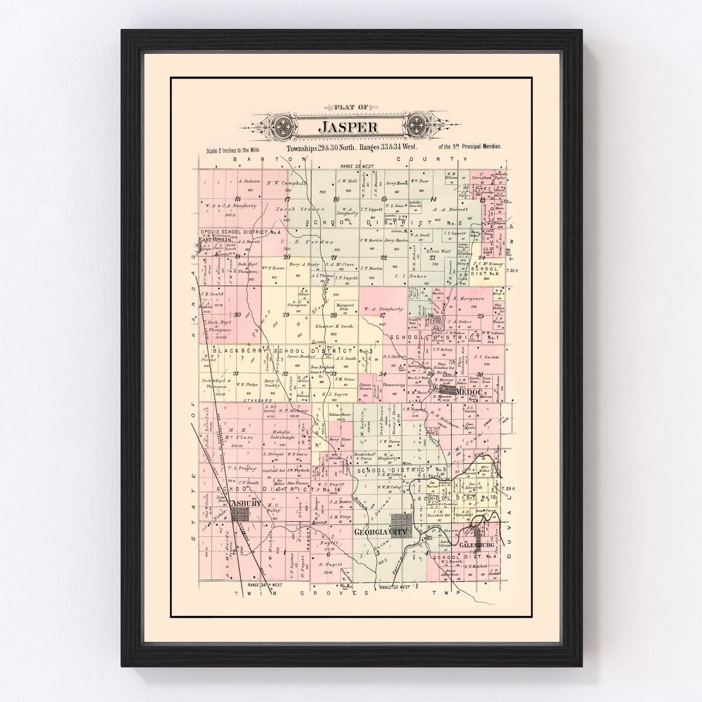 Vintage Map of Jasper Township, Jasper County, Missouri 1895