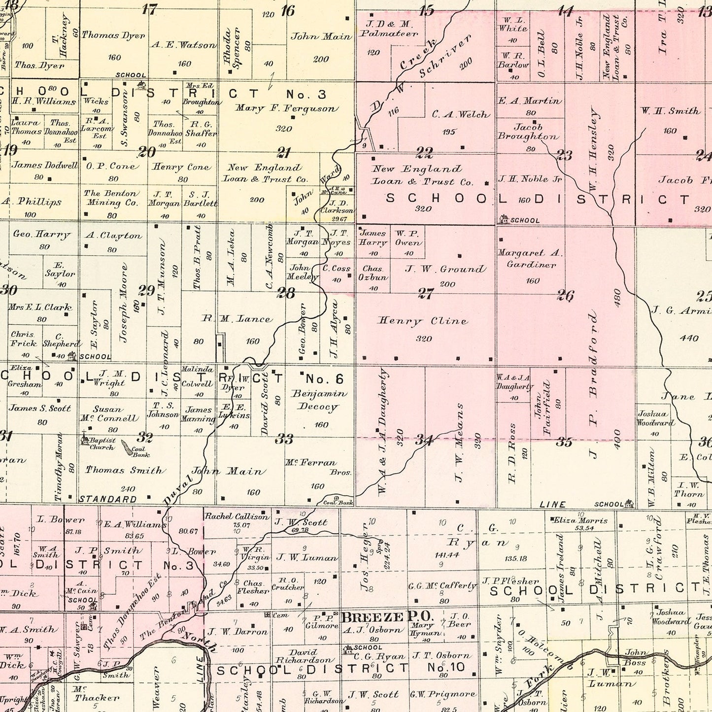 Vintage Map of Duval Township, Jasper County, Missouri 1895