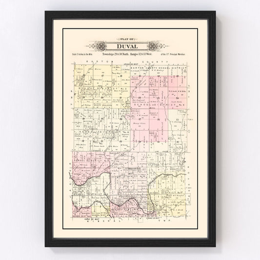 Vintage Map of Duval Township, Jasper County, Missouri 1895