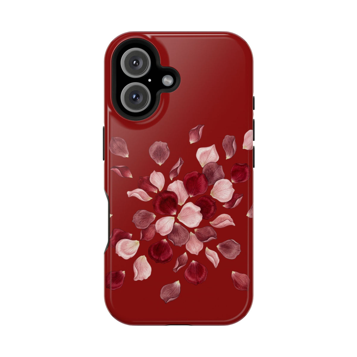 Phone Case — Red Floral Petal Magnetic Impact-Resistant Cover