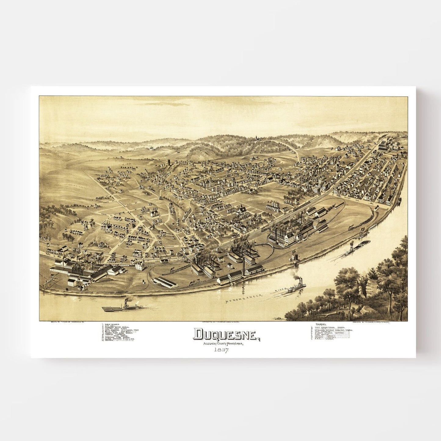 Vintage Map of Duquesne, Pennsylvania 1897