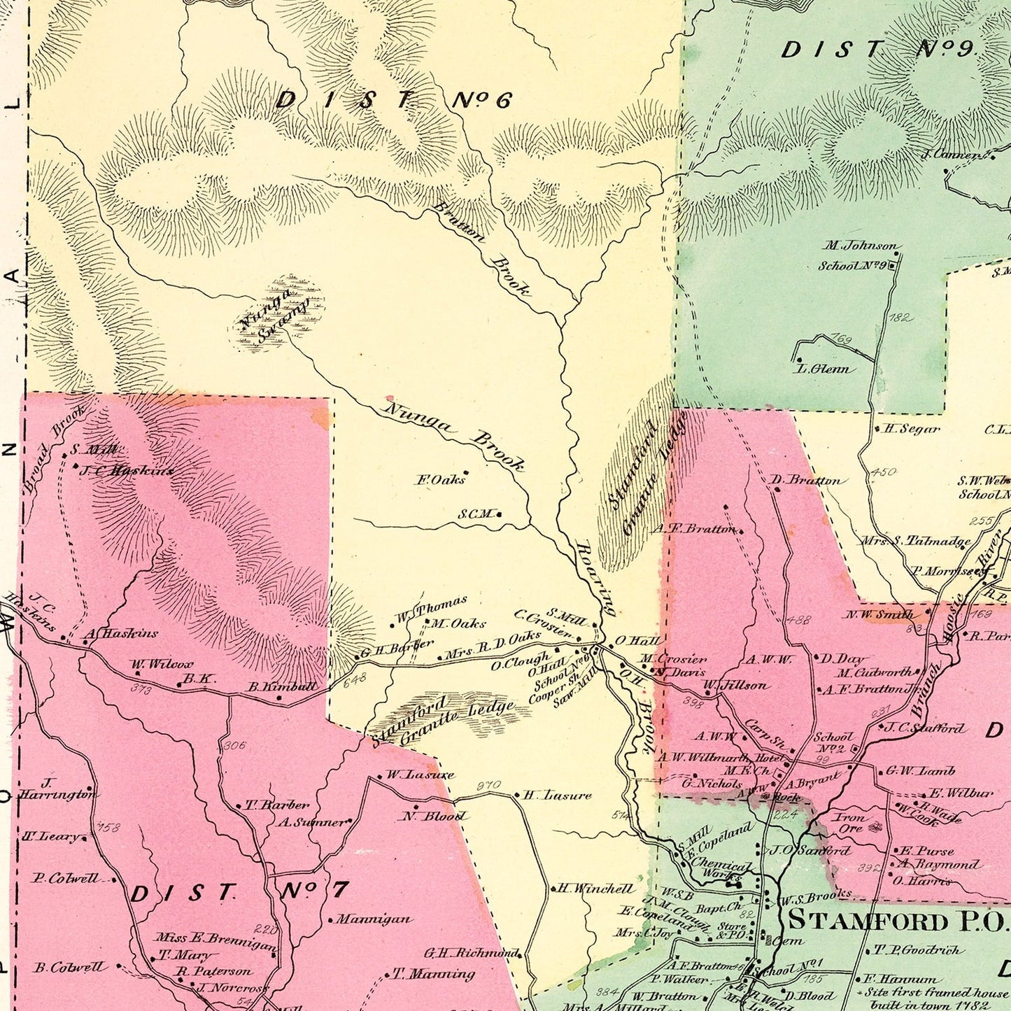 Vintage Map of Stamford Township, Bennington County, Vermont 1869