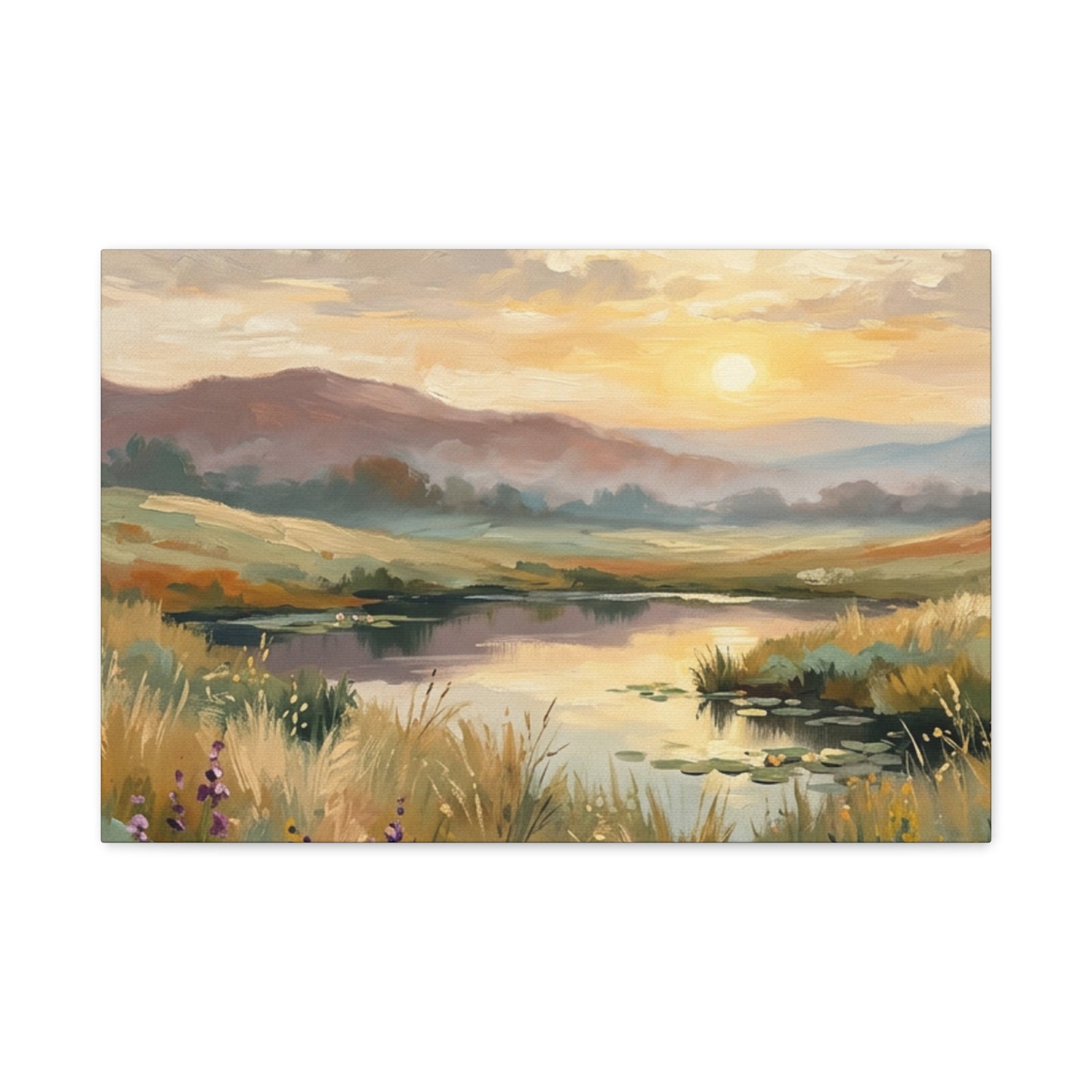 Sunset Meadow Canvas Wall Art — Stretched Matte Landscape Print