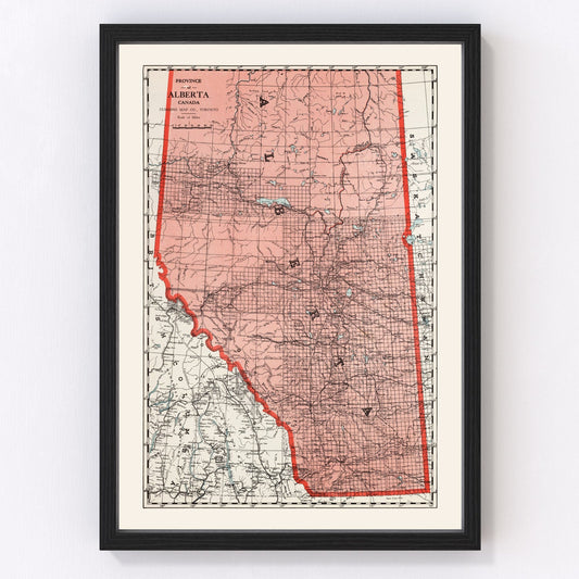 Vintage Map of Alberta Canada, 1925