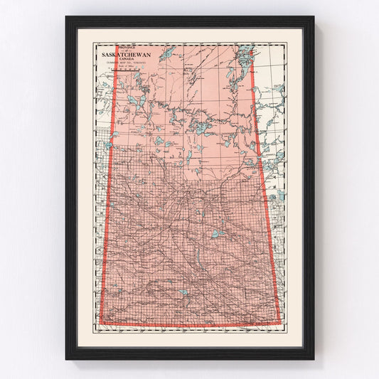 Vintage Map of Saskatchewan Canada, 1925